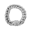 Bling bling hip hop homens mulheres amante pulseira joias, 18 mm 8 &quot;cobre latão ouro prata gelada zircão cubano corrente bracelete